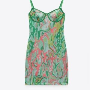 Green and Pink Mini Dress